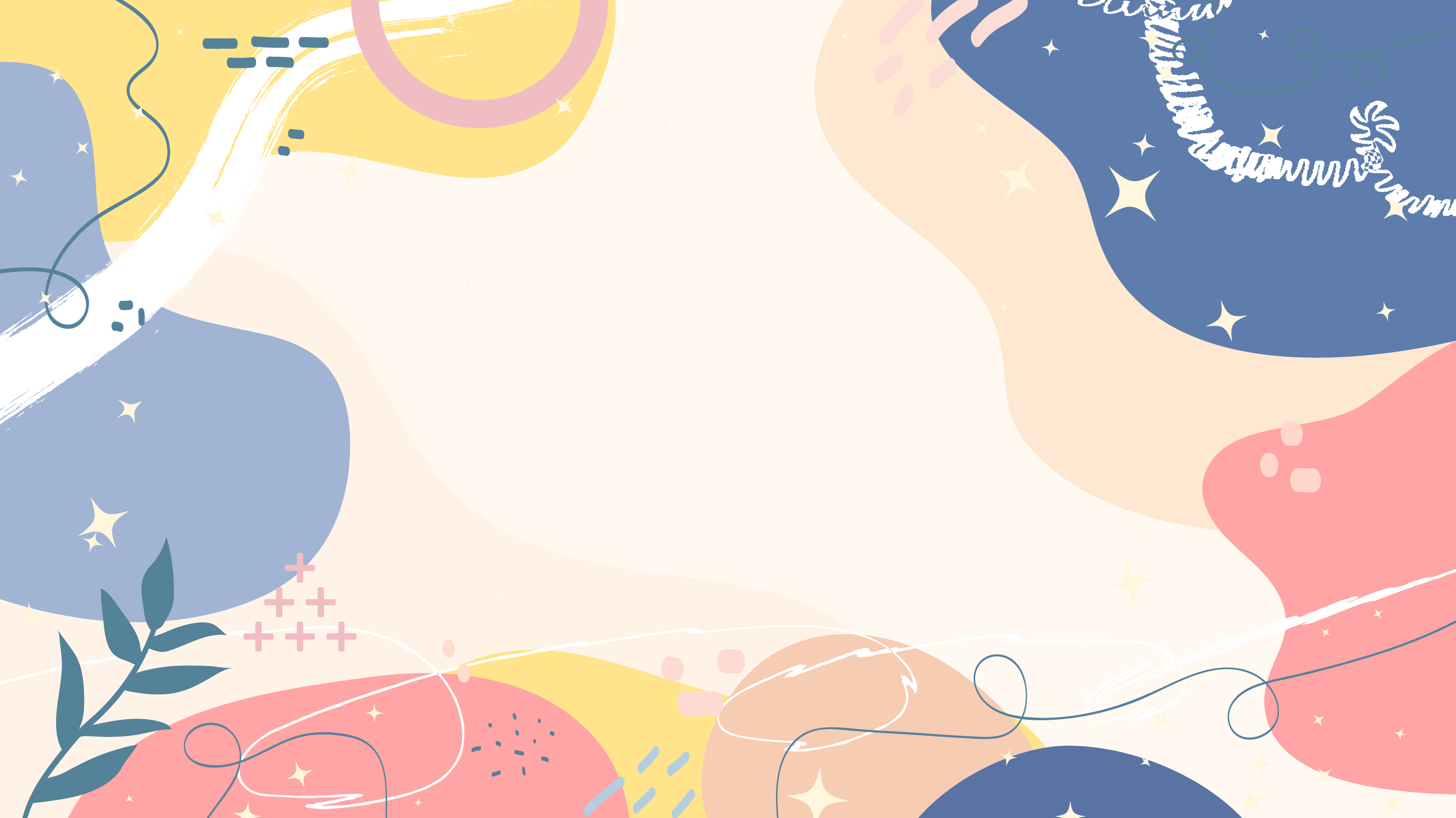 Abstract background with colorful organic shapes and hand drawn doodle elements for creative design