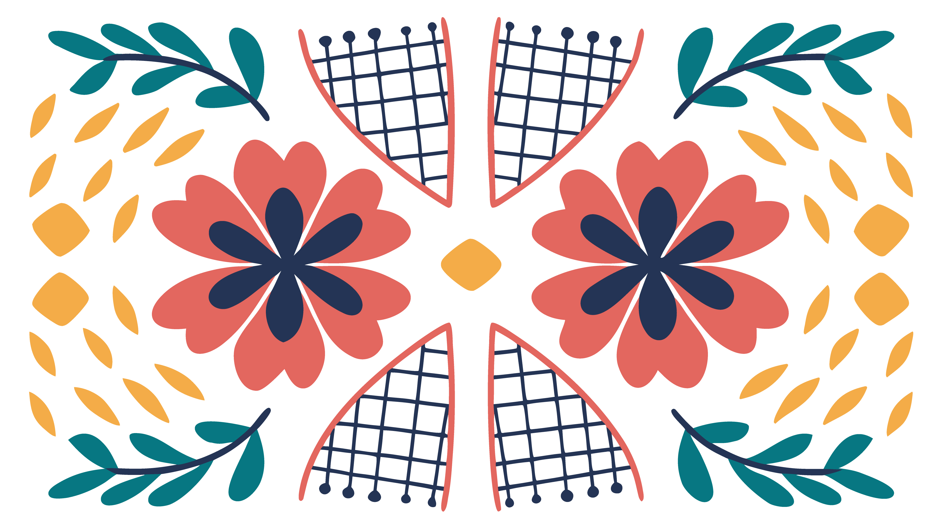 Mexican folk art style floral pattern with colorful flowers and geometric decorative elements illustration