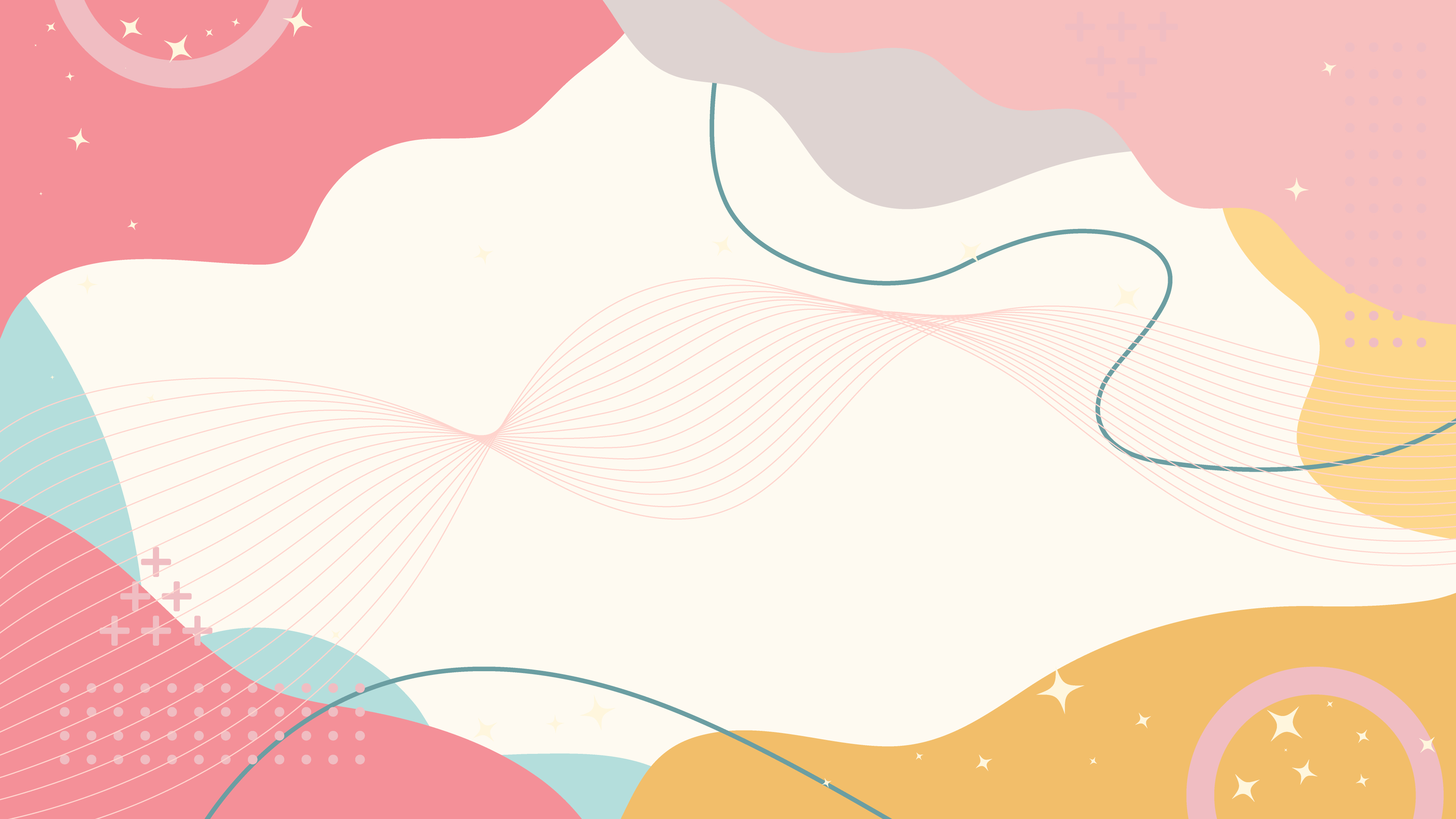 Abstract background with pastel fluid shapes and decorative line art elements for creative design