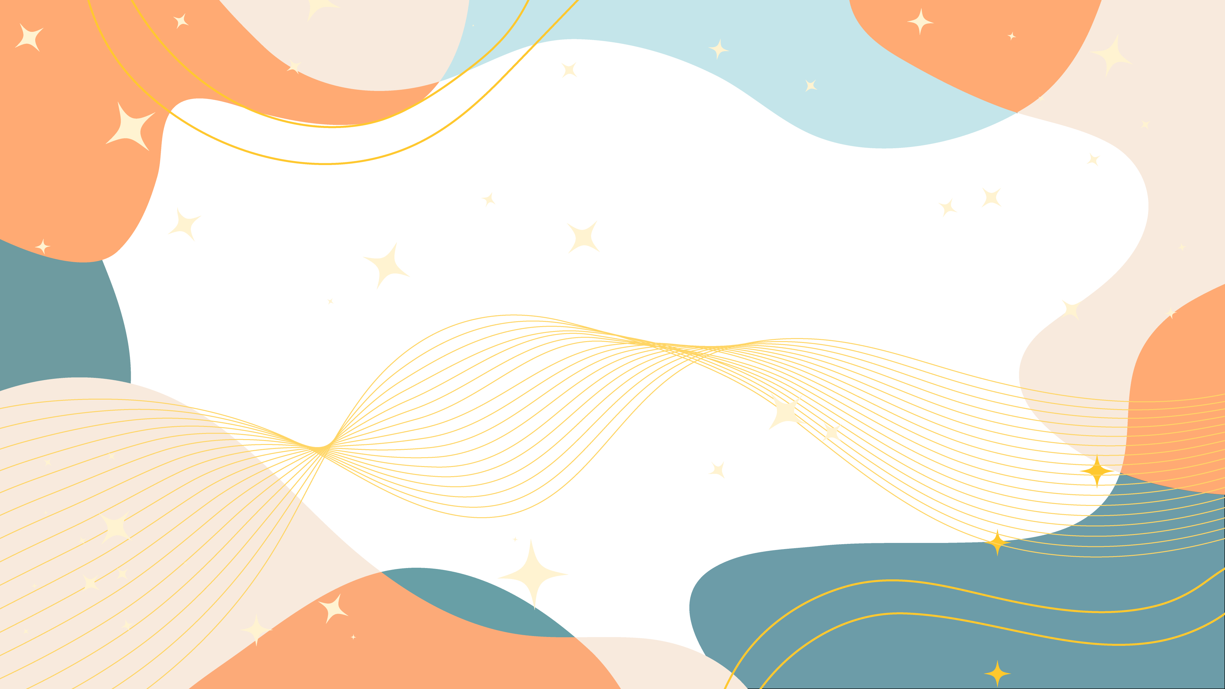 Abstract background with soft pastel shapes and golden wavy lines for modern graphic design projects