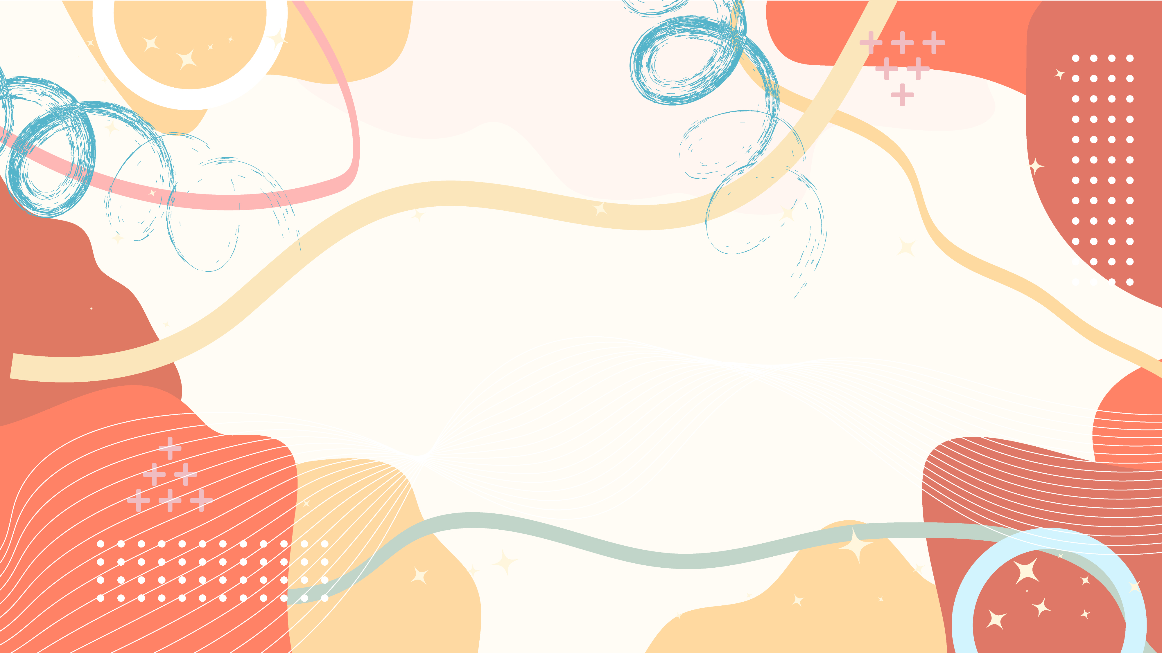 Abstract background with colorful organic shapes and hand drawn doodle lines for creative design